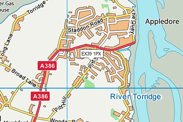 EX39 1PX map - OS VectorMap District (Ordnance Survey)