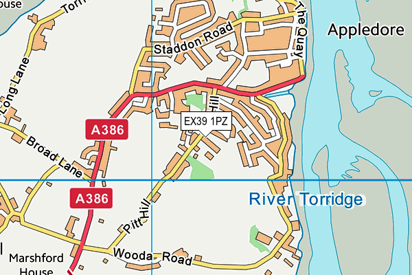 EX39 1PZ map - OS VectorMap District (Ordnance Survey)