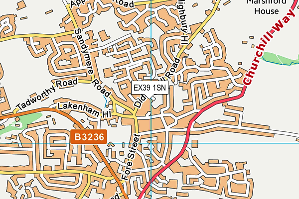 EX39 1SN map - OS VectorMap District (Ordnance Survey)