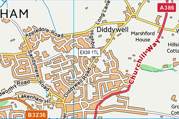 EX39 1TL map - OS VectorMap District (Ordnance Survey)