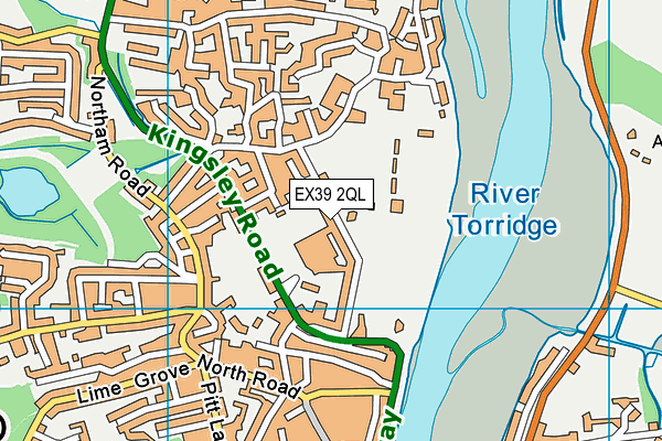 King George V Playing Fields (Bideford) map (EX39 2QL) - OS VectorMap District (Ordnance Survey)