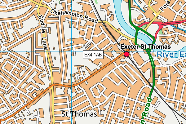 EX4 1AB map - OS VectorMap District (Ordnance Survey)