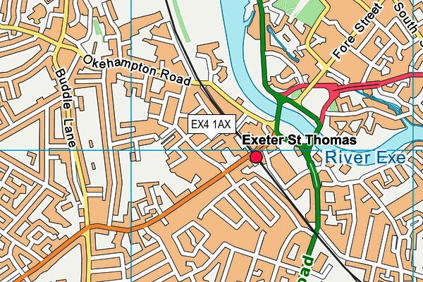 EX4 1AX map - OS VectorMap District (Ordnance Survey)
