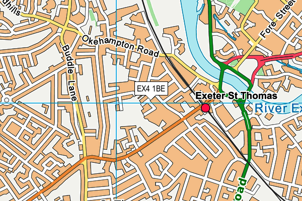 EX4 1BE map - OS VectorMap District (Ordnance Survey)