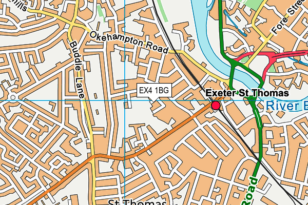 EX4 1BG map - OS VectorMap District (Ordnance Survey)
