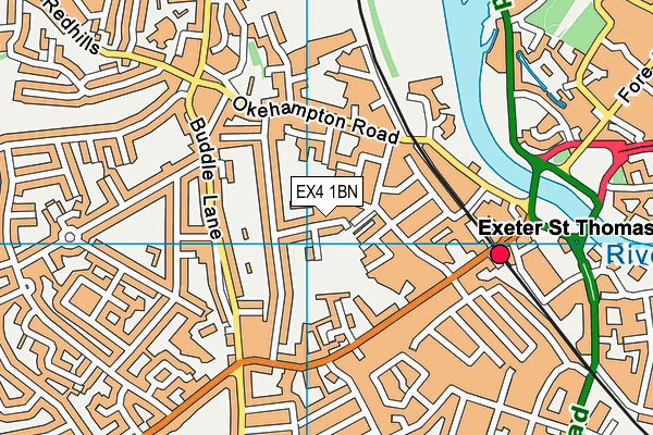 EX4 1BN map - OS VectorMap District (Ordnance Survey)