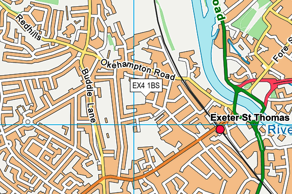 EX4 1BS map - OS VectorMap District (Ordnance Survey)