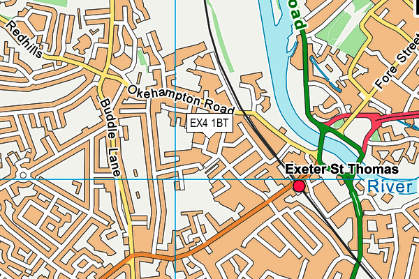 EX4 1BT map - OS VectorMap District (Ordnance Survey)