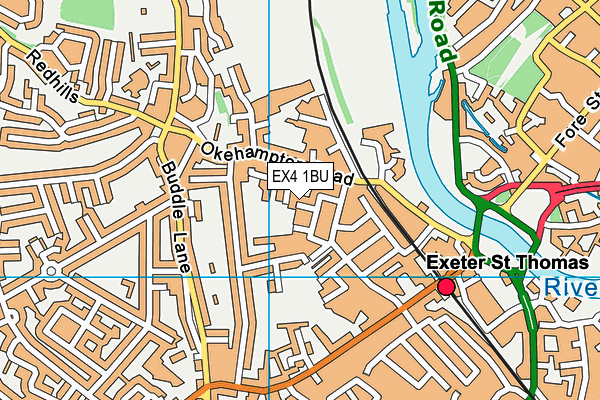 EX4 1BU map - OS VectorMap District (Ordnance Survey)