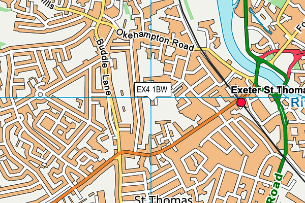 EX4 1BW map - OS VectorMap District (Ordnance Survey)