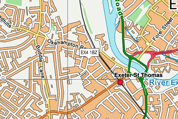 EX4 1BZ map - OS VectorMap District (Ordnance Survey)
