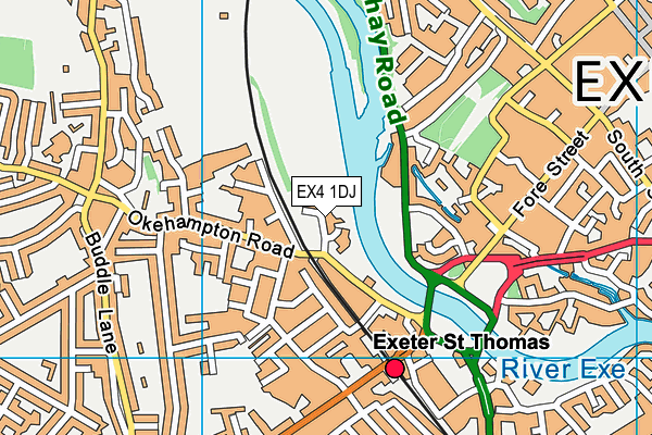 EX4 1DJ map - OS VectorMap District (Ordnance Survey)