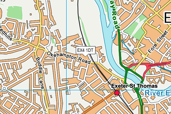 EX4 1DT map - OS VectorMap District (Ordnance Survey)