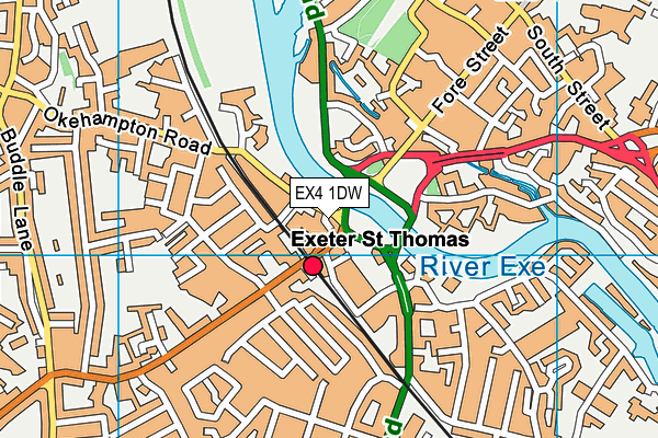 EX4 1DW map - OS VectorMap District (Ordnance Survey)