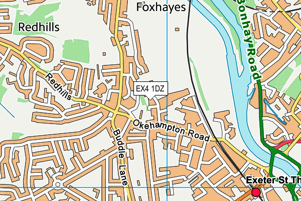 EX4 1DZ map - OS VectorMap District (Ordnance Survey)