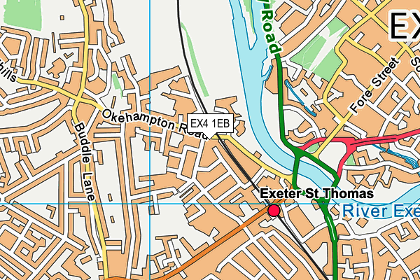 EX4 1EB map - OS VectorMap District (Ordnance Survey)