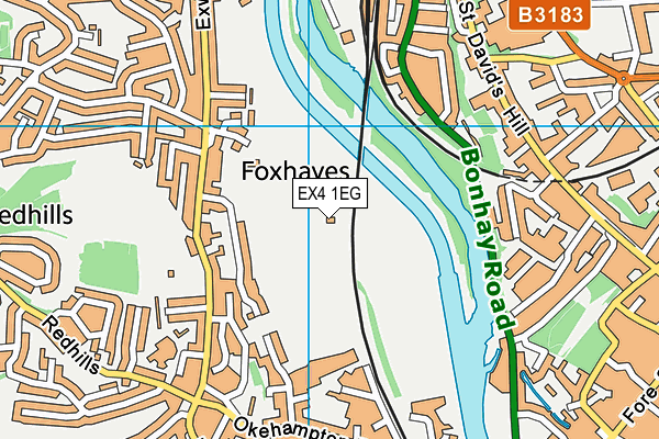 Exwick Playing Fields map (EX4 1EG) - OS VectorMap District (Ordnance Survey)