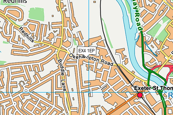 EX4 1EP map - OS VectorMap District (Ordnance Survey)