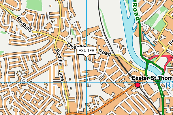 EX4 1FA map - OS VectorMap District (Ordnance Survey)