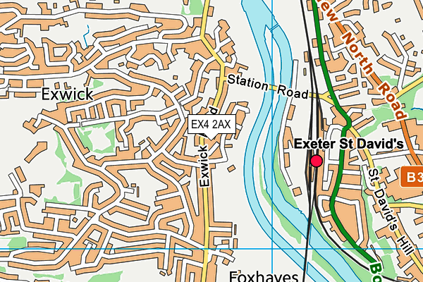 EX4 2AX map - OS VectorMap District (Ordnance Survey)