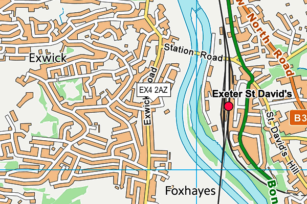 EX4 2AZ map - OS VectorMap District (Ordnance Survey)