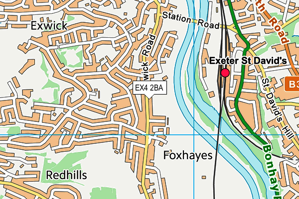 EX4 2BA map - OS VectorMap District (Ordnance Survey)