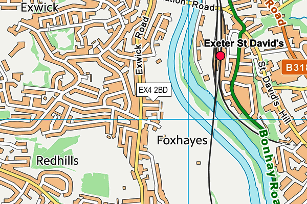 EX4 2BD map - OS VectorMap District (Ordnance Survey)