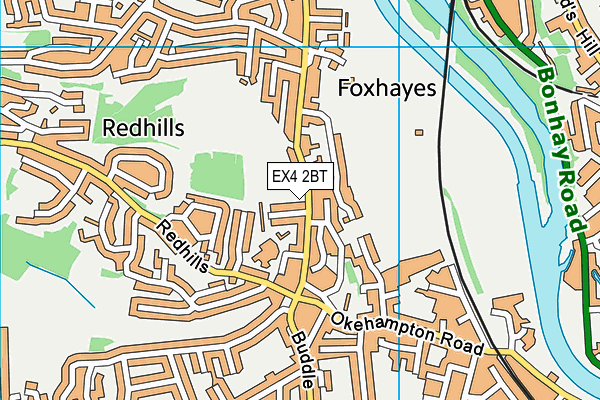 EX4 2BT map - OS VectorMap District (Ordnance Survey)