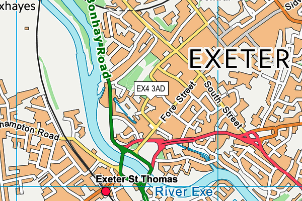 EX4 3AD map - OS VectorMap District (Ordnance Survey)