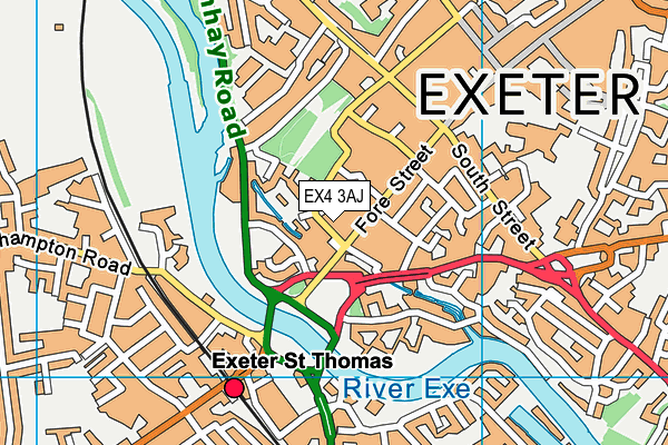 EX4 3AJ map - OS VectorMap District (Ordnance Survey)