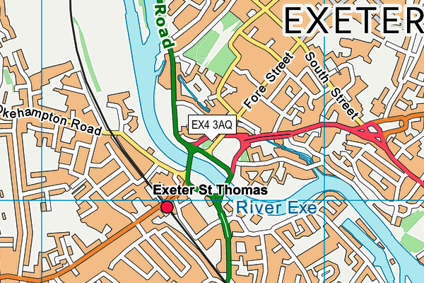 EX4 3AQ map - OS VectorMap District (Ordnance Survey)