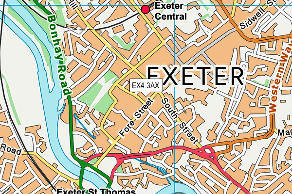Puregym (Exeter Fore Street) map (EX4 3AX) - OS VectorMap District (Ordnance Survey)