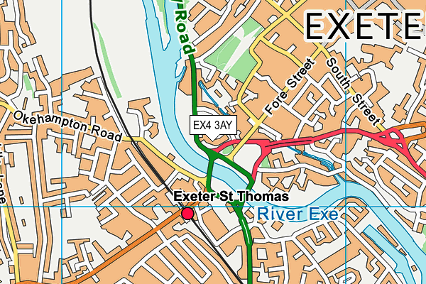 EX4 3AY map - OS VectorMap District (Ordnance Survey)