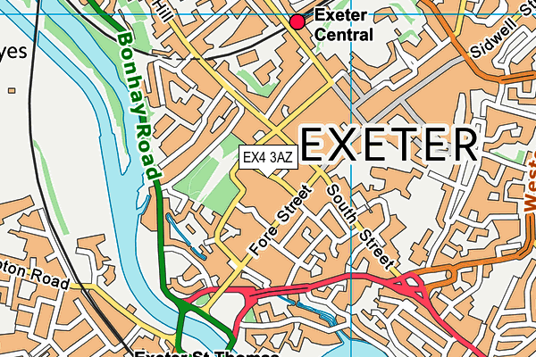 EX4 3AZ map - OS VectorMap District (Ordnance Survey)