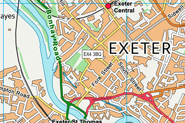 EX4 3BQ map - OS VectorMap District (Ordnance Survey)