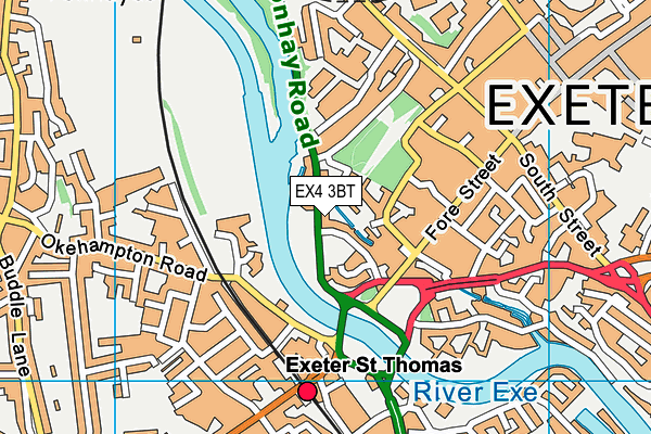 EX4 3BT map - OS VectorMap District (Ordnance Survey)