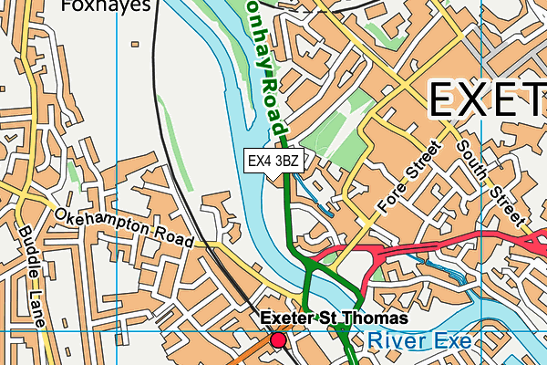 EX4 3BZ map - OS VectorMap District (Ordnance Survey)
