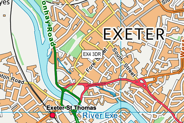 EX4 3DR map - OS VectorMap District (Ordnance Survey)