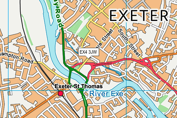 EX4 3JW map - OS VectorMap District (Ordnance Survey)