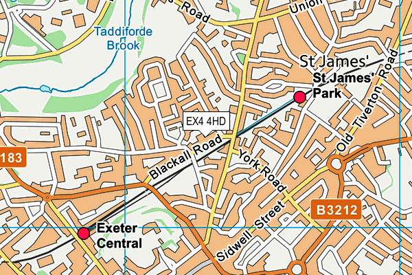 EX4 4HD map - OS VectorMap District (Ordnance Survey)