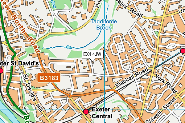 EX4 4JW map - OS VectorMap District (Ordnance Survey)