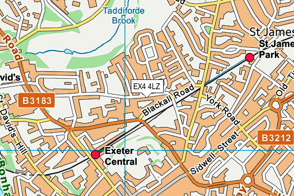 EX4 4LZ map - OS VectorMap District (Ordnance Survey)