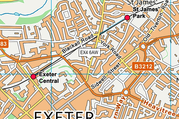 EX4 6AW map - OS VectorMap District (Ordnance Survey)