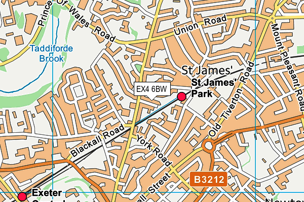 EX4 6BW map - OS VectorMap District (Ordnance Survey)