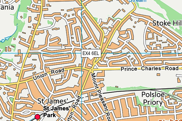 EX4 6EL map - OS VectorMap District (Ordnance Survey)