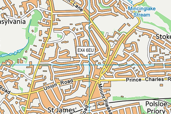 EX4 6EU map - OS VectorMap District (Ordnance Survey)