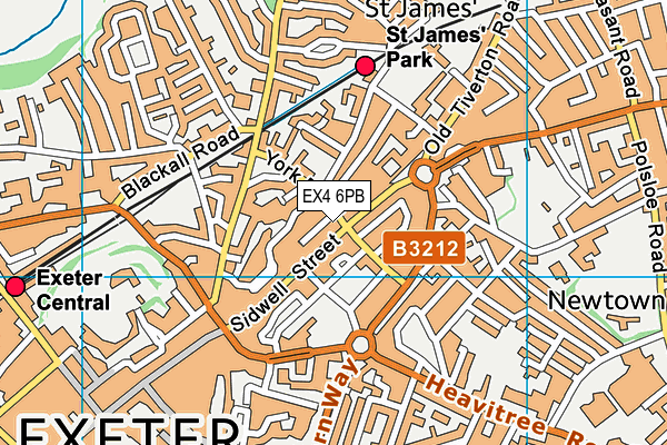 EX4 6PB map - OS VectorMap District (Ordnance Survey)