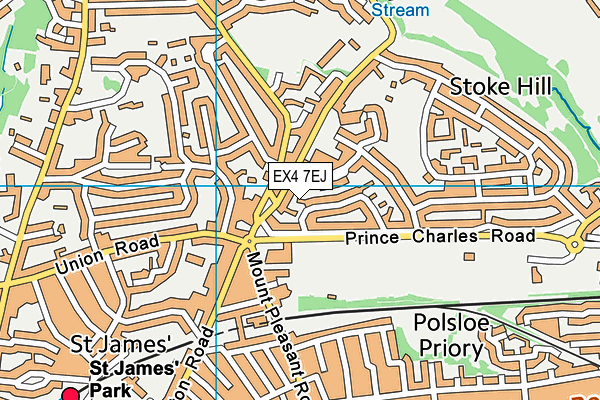 EX4 7EJ map - OS VectorMap District (Ordnance Survey)