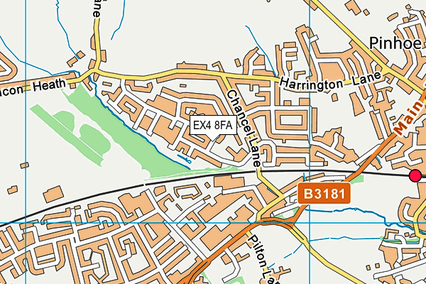 EX4 8FA map - OS VectorMap District (Ordnance Survey)