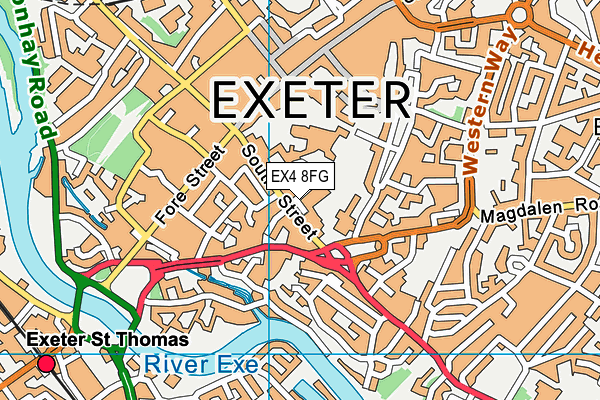 EX4 8FG map - OS VectorMap District (Ordnance Survey)